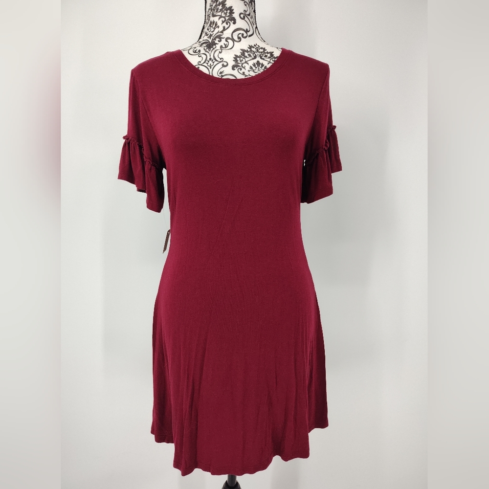 Mossimo Burgundy Ruffle Sleeve Mini Dress Size Women's X Small